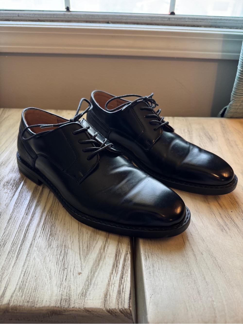 Nine West Men’s Black Lace Up Dress Shoes Size 10 Classic Oxford DVAKAR